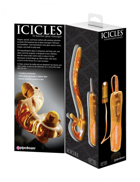 Желтый стеклянный фаллос с вибропулей ICECLES №35 - 18,5 см. Желтый стеклянный фаллос с вибропулей ICECLES №35 - 18,5 см.