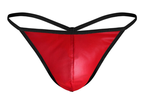 Красные трусы-стринги с черной окантовкой Красные трусы-стринги с черной окантовкой