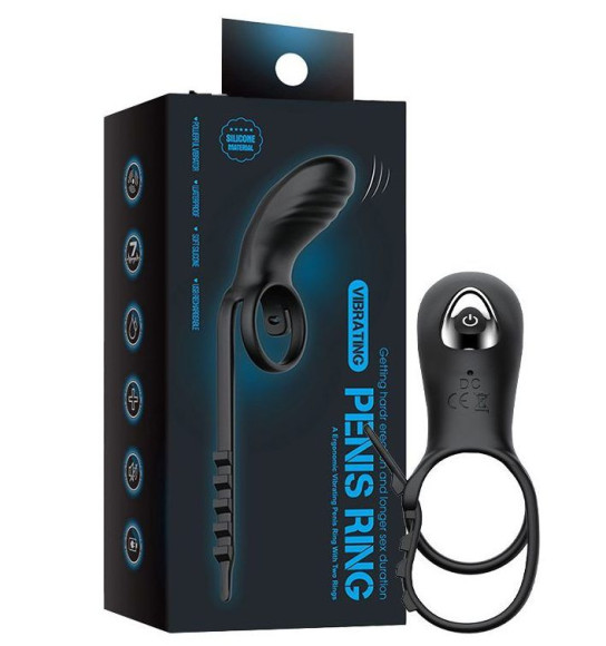 Черное эрекционное кольцо с вибрацией и утяжкой под мошонку Черное эрекционное кольцо с вибрацией и утяжкой под мошонку