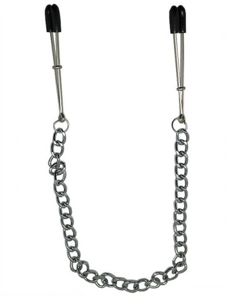Зажимы для сосков с серебристой цепочкой Зажимы для сосков с серебристой цепочкой