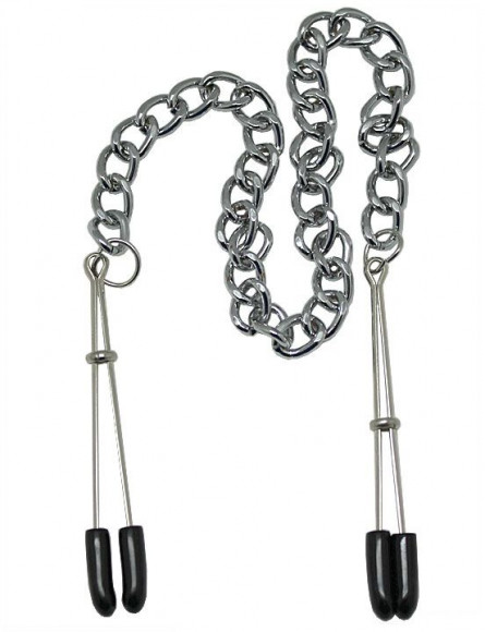 Зажимы для сосков с серебристой цепочкой Зажимы для сосков с серебристой цепочкой