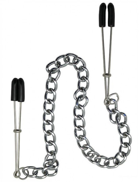 Зажимы для сосков с серебристой цепочкой Зажимы для сосков с серебристой цепочкой