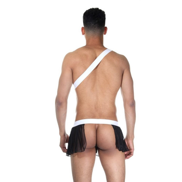 Черно-белый мужской игровой костюм Охотник Черно-белый мужской игровой костюм Охотник