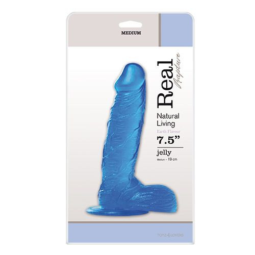 Синий фаллоимитатор JELLY DILDO REAL RAPTURE BLUE 7.5 - 19 см.