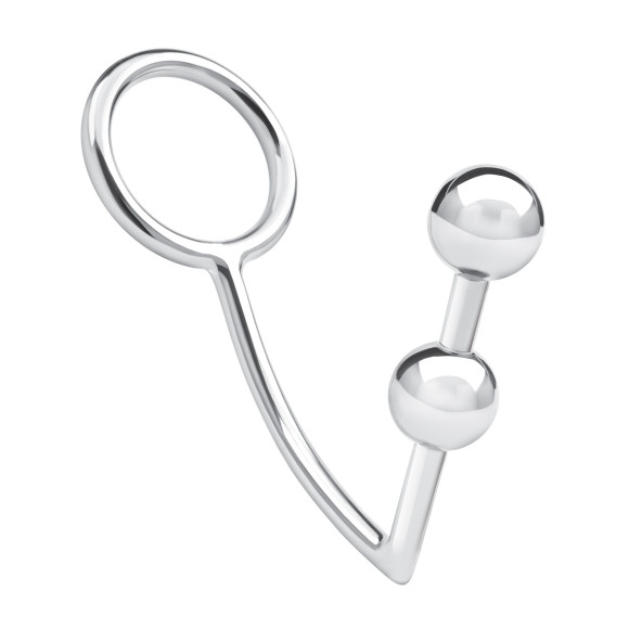 Кольцо на пенис с анальным стимулятором Two Bead Stainless Steel Anal Hook & Cock Ring Кольцо на пенис с анальным стимулятором Two Bead Stainless Steel Anal Hook & Cock Ring