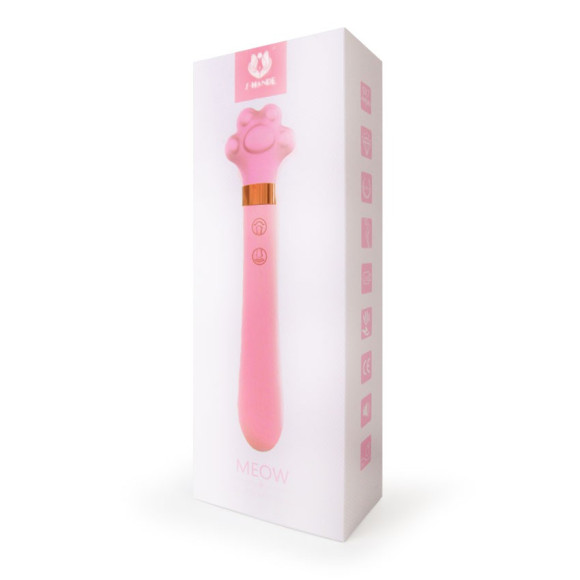 Розовый двусторонний вибромассажер Meow в форме лапки - 21 см. Розовый двусторонний вибромассажер Meow в форме лапки - 21 см.