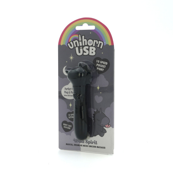 Черная вибропуля Unihorn USB Wild Spirit со стимуляцией язычком Черная вибропуля Unihorn USB Wild Spirit со стимуляцией язычком
