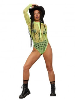 Боди-сетка с длинным рукавом и молнией на груди Боди-сетка с длинным рукавом и молнией на груди