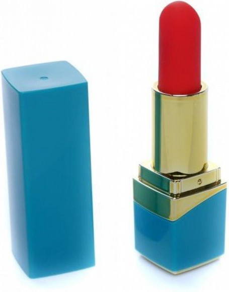 Голубой мини-вибратор в форме помады Голубой мини-вибратор в форме помады