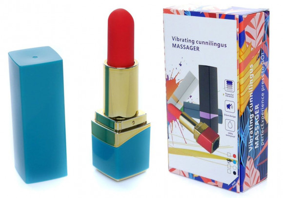 Голубой мини-вибратор в форме помады Голубой мини-вибратор в форме помады