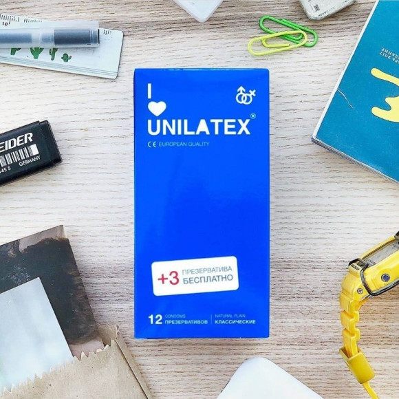 Классические презервативы Unilatex Natural Plain - 12 шт. + 3 шт. в подарок Классические презервативы Unilatex Natural Plain - 12 шт. + 3 шт. в подарок