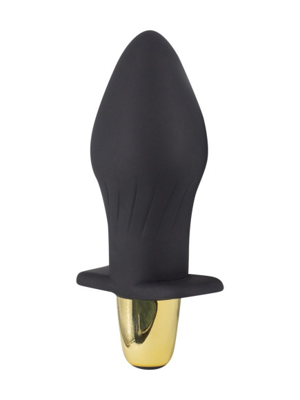 Черная силиконовая анальная пробка с вибрацией - 10,5 см. Черная силиконовая анальная пробка с вибрацией - 10,5 см.