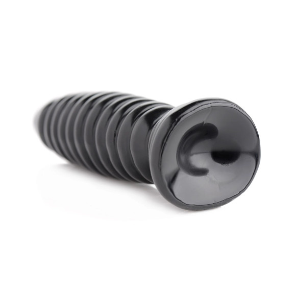 Черный ребристый анальный фаллоимитатор - 17,8 см. Черный ребристый анальный фаллоимитатор - 17,8 см.
