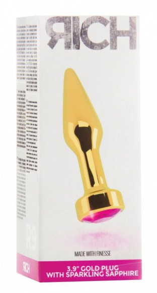 Золотистая анальная пробка R9 RICH Gold/Pink Sapphire с розовым кристаллом - 12 см. Золотистая анальная пробка R9 RICH Gold/Pink Sapphire с розовым кристаллом - 12 см.