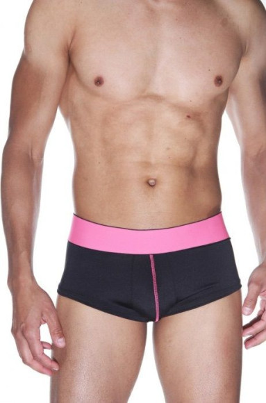 Черные трусы-хипсы на широком розовом поясе Черные трусы-хипсы на широком розовом поясе