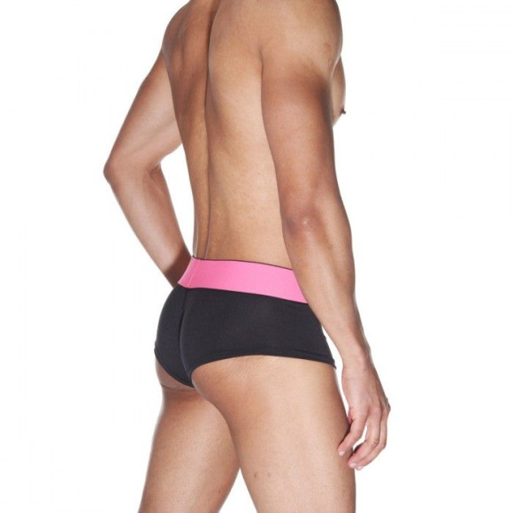 Черные трусы-хипсы на широком розовом поясе Черные трусы-хипсы на широком розовом поясе