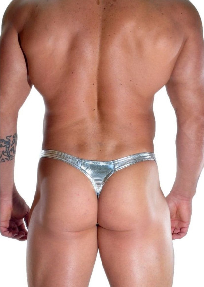 Серебристые блестящие трусы-тонги Серебристые блестящие трусы-тонги