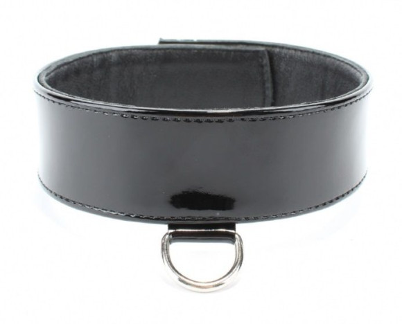 Черный лаковый ошейник на пряжке Черный лаковый ошейник на пряжке