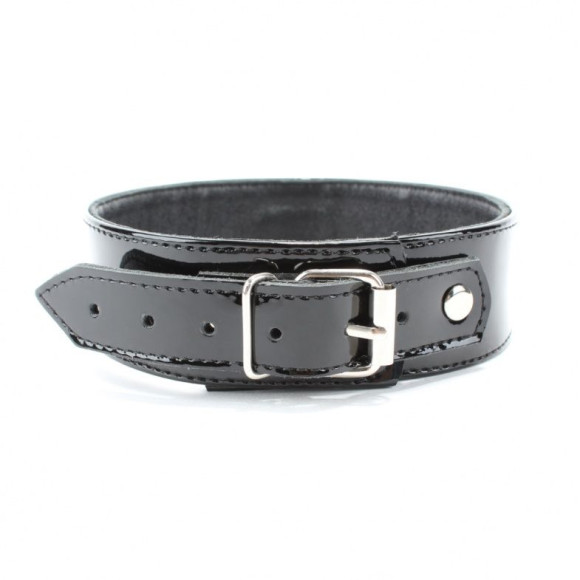 Черный лаковый ошейник на пряжке Черный лаковый ошейник на пряжке