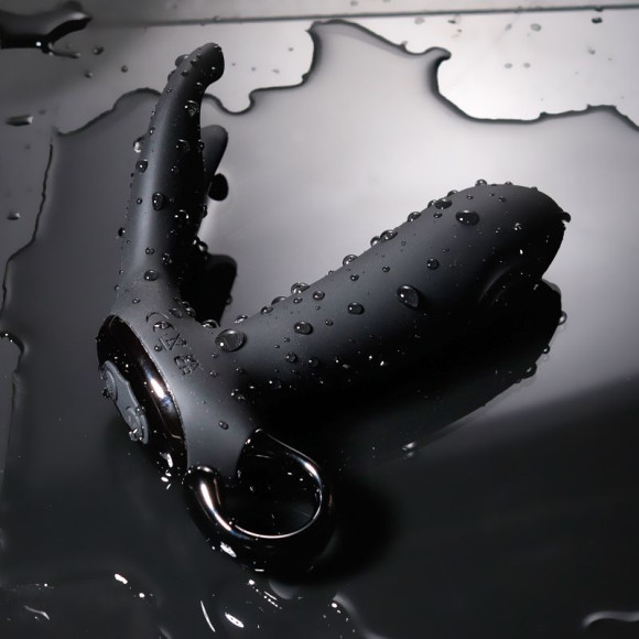 Черный вибромассажер простаты с эффектом маятника и пультом ДУ - 16 см. Черный вибромассажер простаты с эффектом маятника и пультом ДУ - 16 см.