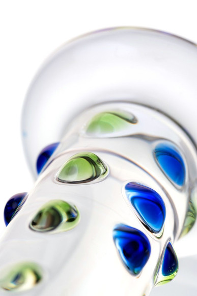 Стеклянный фаллос с цветными бусинами - 18 см. Стеклянный фаллос с цветными бусинами - 18 см.