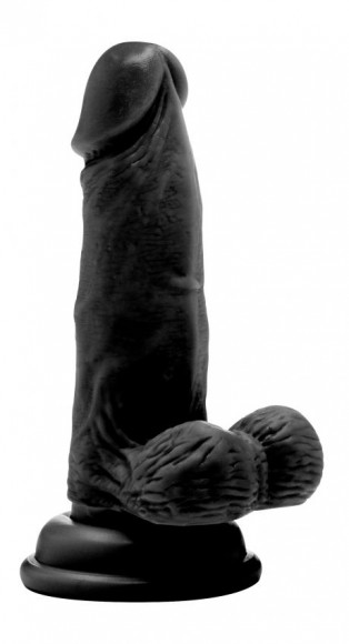 Чёрный фаллоимитатор Realistic Cock 6 With Scrotum - 15 см. Чёрный фаллоимитатор Realistic Cock 6 With Scrotum - 15 см.