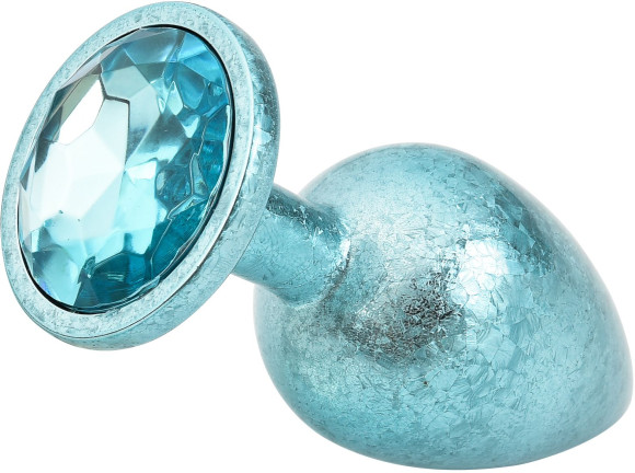 Голубая алюминиевая анальная пробка с кристаллом - 7 см. Голубая алюминиевая анальная пробка с кристаллом - 7 см.