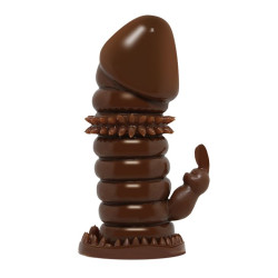 Коричневая стимулирующая насадка на пенис - 13 см. Коричневая стимулирующая насадка на пенис - 13 см.