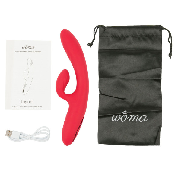 Красный тройной вибратор-кролик Ingrid с вакуумной стимуляцией и нагревом - 22,5 см. Красный тройной вибратор-кролик Ingrid с вакуумной стимуляцией и нагревом - 22,5 см.