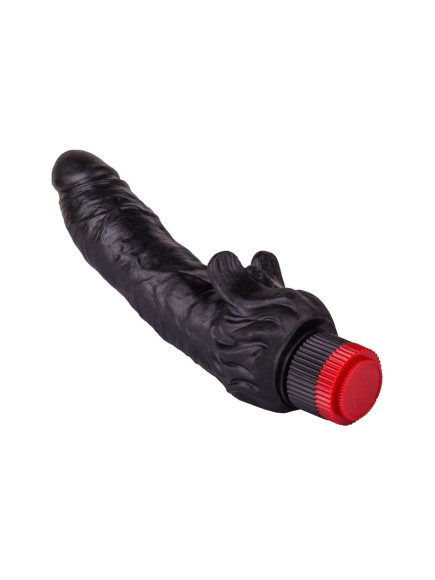 Чёрный вибратор с клиторальными лепестками - 18,5 см. Чёрный вибратор с клиторальными лепестками - 18,5 см.