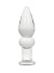 Прозрачный фигурный анальный плаг из стекла - 11 см.