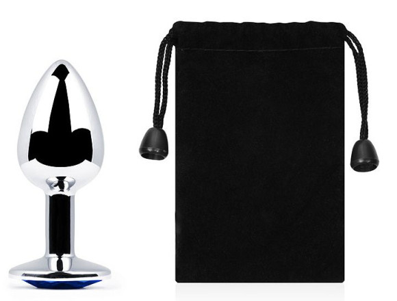 Анальное украшение SILVER PLUG SMALL с синим кристаллом - 7,2 см. Анальное украшение SILVER PLUG SMALL с синим кристаллом - 7,2 см.