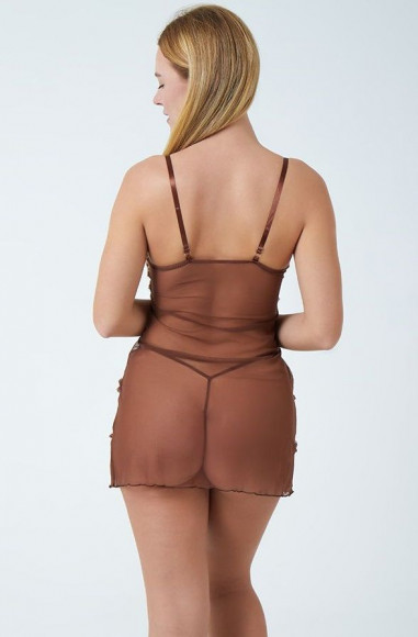 Полупрозрачная сорочка с расшитым лифом и феромонами Полупрозрачная сорочка с расшитым лифом и феромонами