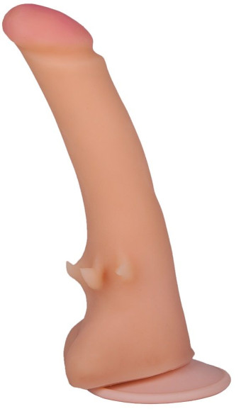 Телесный фаллоимитатор на присоске со стимулирующими усиками - 20,5 см. Телесный фаллоимитатор на присоске со стимулирующими усиками - 20,5 см.