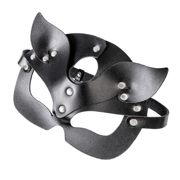 Черная кожаная рельефная маска кошки Черная кожаная рельефная маска кошки