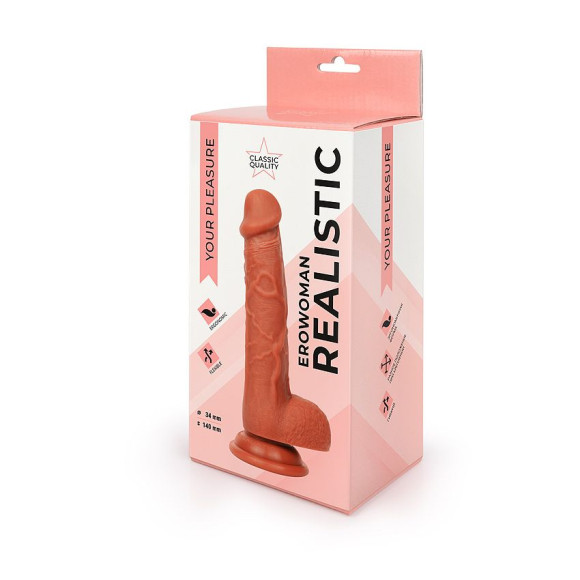 Реалистичный коричневый фаллоимитатор Erowoman - 18,5 см. Реалистичный коричневый фаллоимитатор Erowoman - 18,5 см.