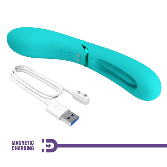 Аквамариновый двусторонний вибратор с функцией фингеринга Lexie - 20 см. Аквамариновый двусторонний вибратор с функцией фингеринга Lexie - 20 см.