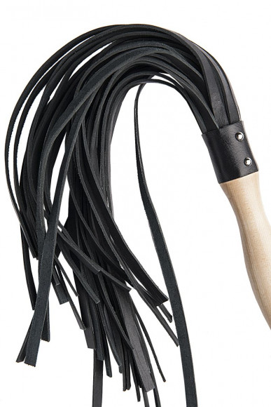 Двусторонний флоггер с черными хвостами разной жесткости - 100 см.