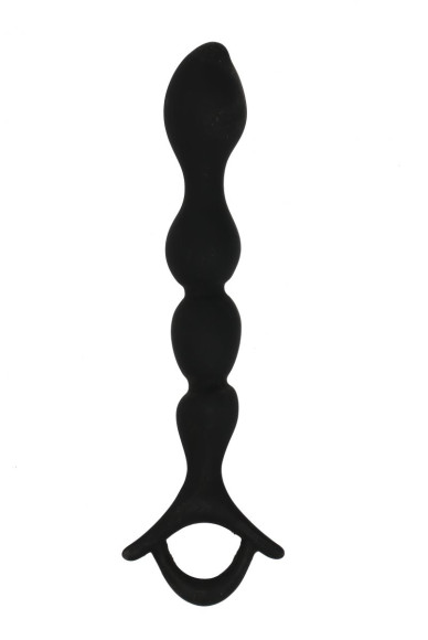Черный силиконовый анальный стимулятор с ограничителем - 16 см. Черный силиконовый анальный стимулятор с ограничителем - 16 см.