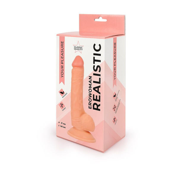 Реалистичный телесный фаллоимитатор Erowoman - 19,5 см. Реалистичный телесный фаллоимитатор Erowoman - 19,5 см.