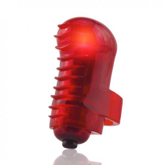 Светящийся красный вибростимулятор на пальчик FingO