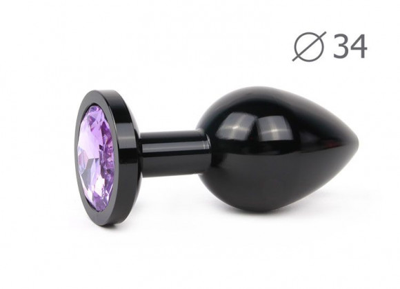 Коническая черная анальная втулка с сиреневым кристаллом - 8,2 см. Коническая черная анальная втулка с сиреневым кристаллом - 8,2 см.