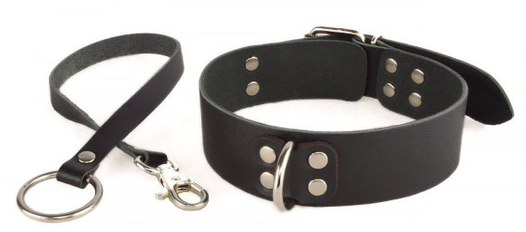 Черный ошейник Новичок с поводком Черный ошейник Новичок с поводком