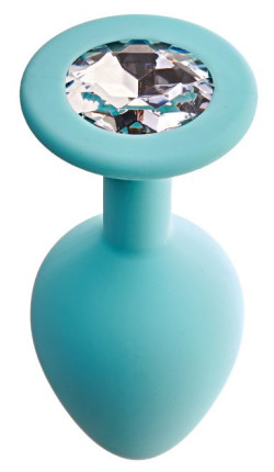 Аквамариновая анальная пробка с прозрачным кристаллом Gamma M - 8,1 см. Аквамариновая анальная пробка с прозрачным кристаллом Gamma M - 8,1 см.