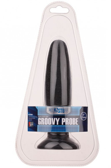 Чёрная анальная пробка с рельефной поверхностью MENZSTUFF GROOVY PROBE - 13 см. Чёрная анальная пробка с рельефной поверхностью MENZSTUFF GROOVY PROBE - 13 см.