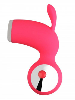 Красный вибростимулятор с ушками