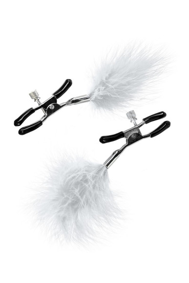 Зажимы для сосков TOYFA Theatre с белым пухом Зажимы для сосков TOYFA Theatre с белым пухом