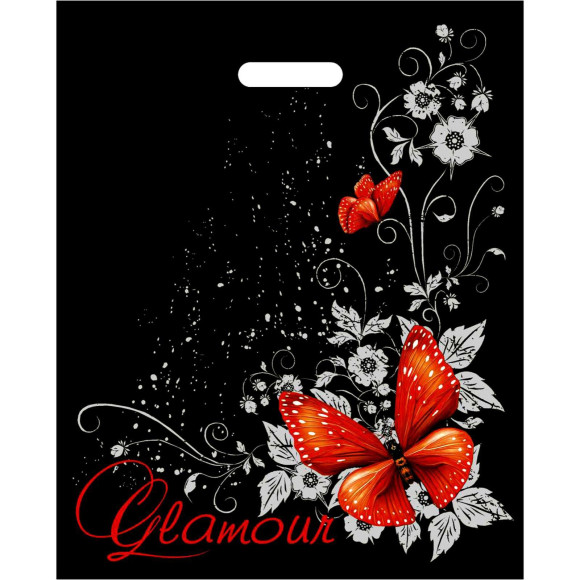 Черный пакет Glamour с вырубной ручкой (38х47 см) Черный пакет Glamour с вырубной ручкой (38х47 см)