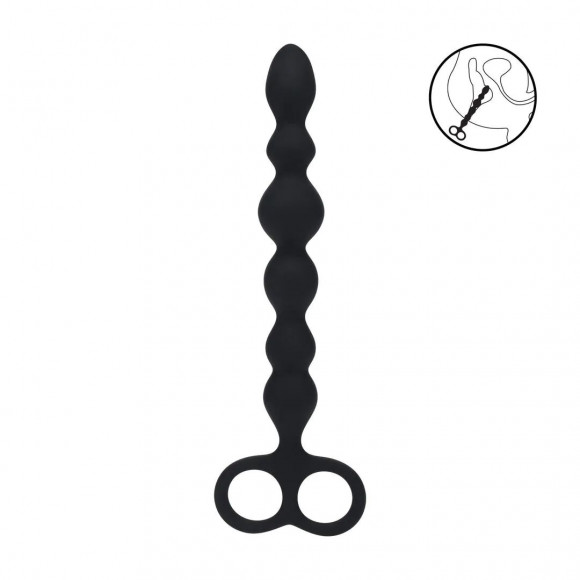 Черная анальная цепочка Beaded Silicone Anal Probe with Double Loop - 24 см. Черная анальная цепочка Beaded Silicone Anal Probe with Double Loop - 24 см.