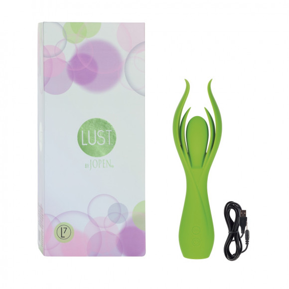 Зелёный вибромассажер с двойными лепестками L7 Зелёный вибромассажер с двойными лепестками L7